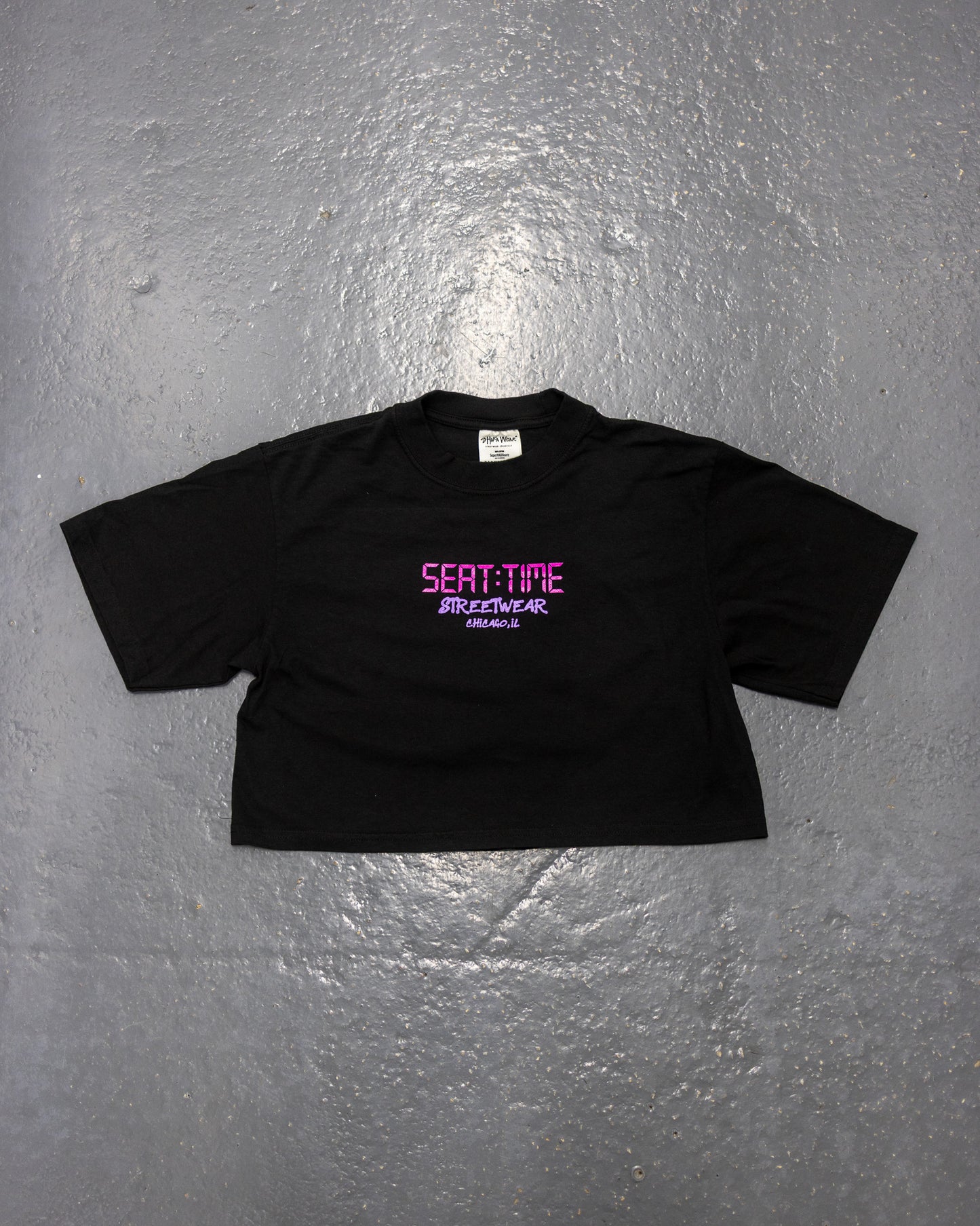 Womens Crop Tee - black/pink/purple