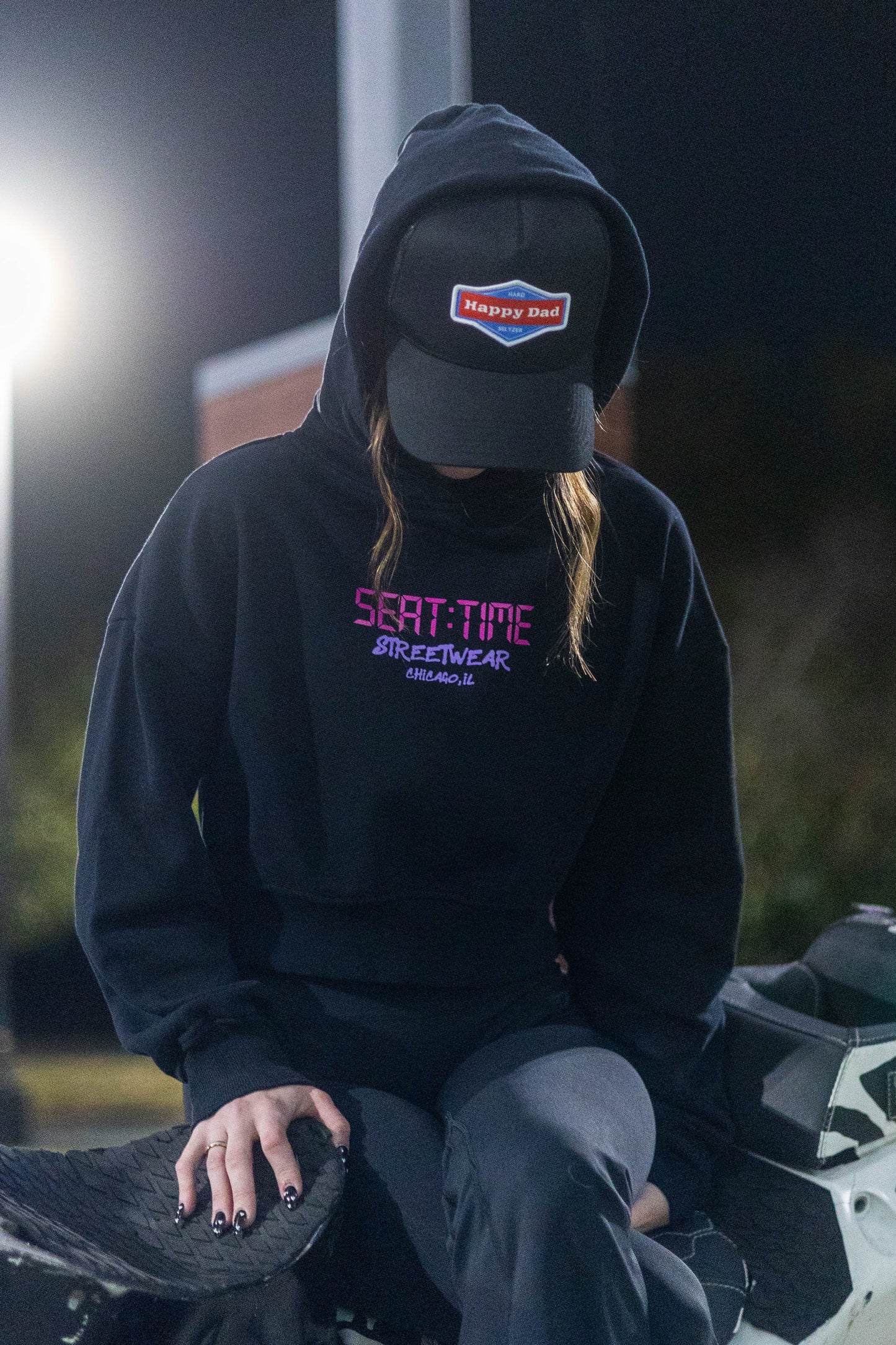 Womens Crop Hoodie - Black