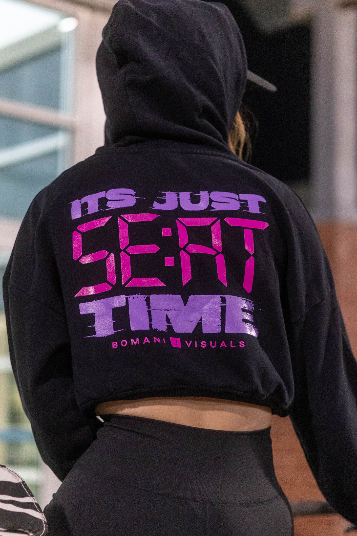 Womens Crop Hoodie - Black